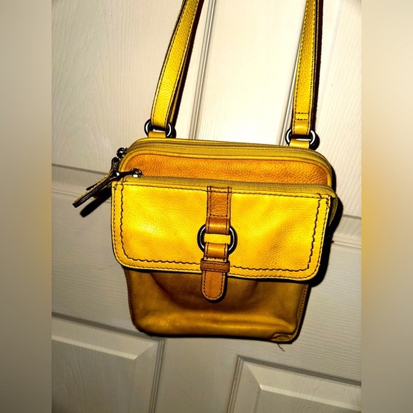 Fossil Yellow color block Leather Crossbody Bag spring trend - Picture 1 of 15